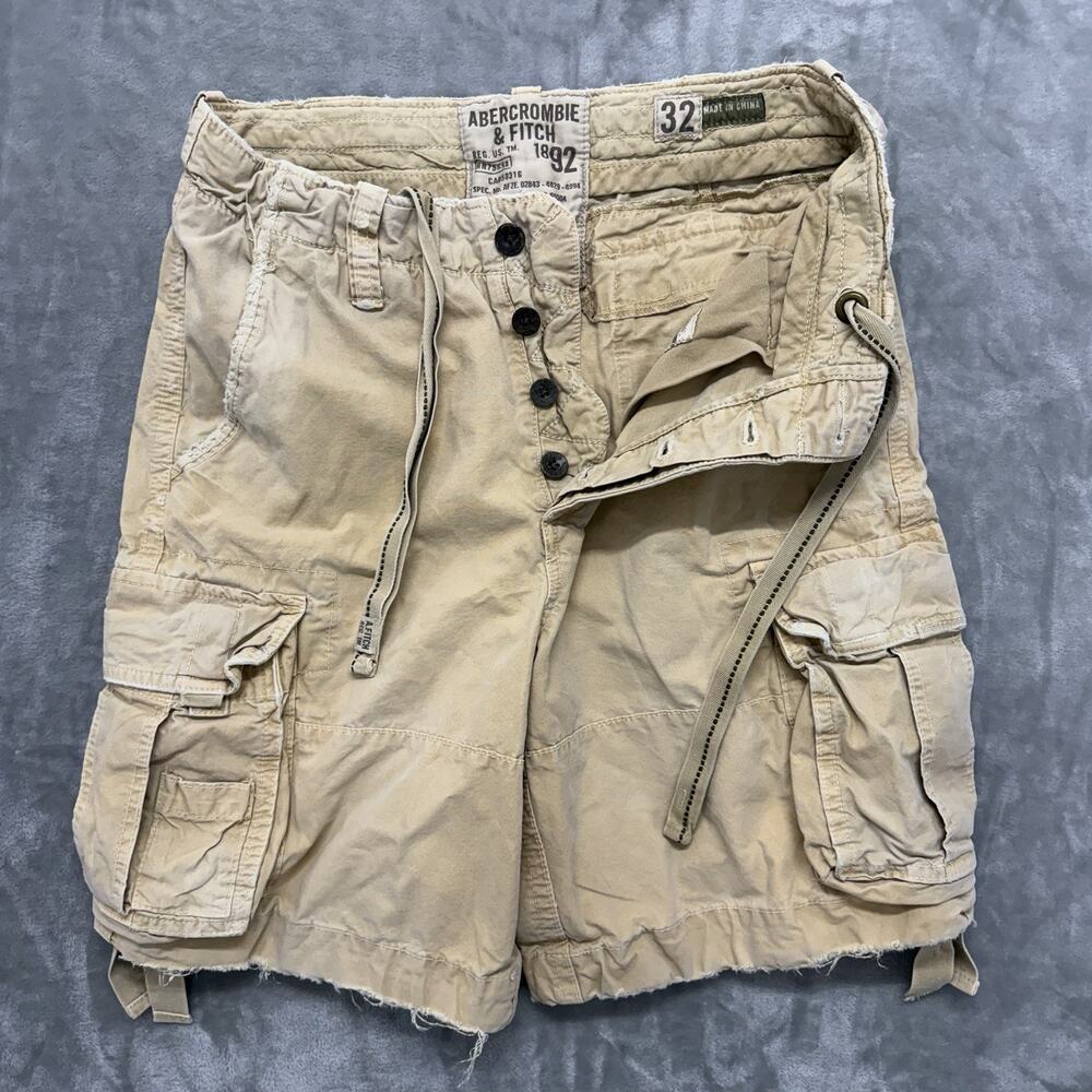 VTG Y2K Abercrombie Fitch Cargo Shorts 32 Paratrooper Baggy Distressed Grunge